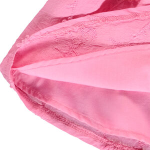 Jupe courte en voile rose et broderie anglaise pour bébé fille  