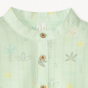 Chemise manches courtes col mao imprimé savane pour bébé garçon 