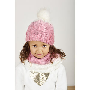 Ensemble bonnet + snood en tricot effet tie & dye fille 