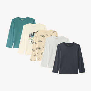 Lot de 5 t-shirts manches longues garçon print fantaisie 