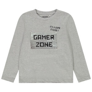 T-shirt manches longues en jersey avec sequins magiques garçon 