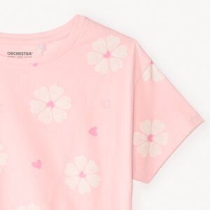 T-shirt manches courtes à nouer imprimé fantaisie pour fille 