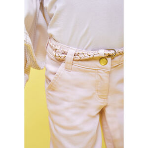 Pantalon large en denim avec ceinture effet tressé pour fille 