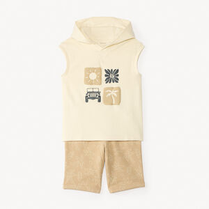 Ensemble court sweat + bermuda imprimé fantaisie pour garçon  