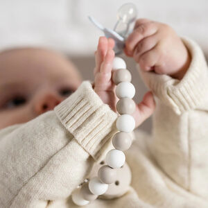 Attache-sucette en silicone - Argile/blanc  