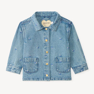 Veste en jean manches longues broderie fleurs pour bébé fille 