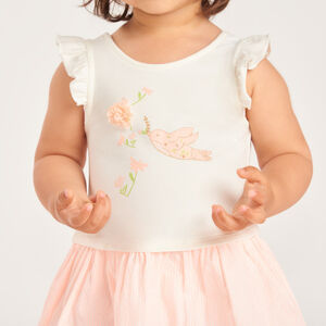 Robe manches courtes effet 2 en 1 rayée pour bébé fille 