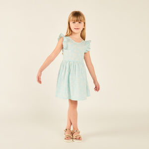 Robe manches courtes imprimée fleurie à dos nu pour fille 