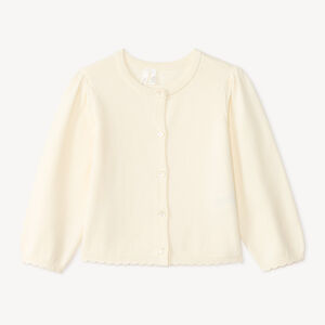 Gilet en tricot uni festonné pour bébé fille 