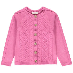 Gilet manches longues uni en tricot fantaisie fille 
