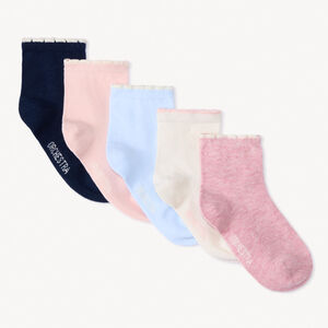 Lot de 5 paires de chaussettes unies festonnées pour fille 