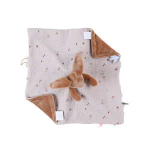 Doudou plat Jour & Nuit bi-matière Moka le lapin 