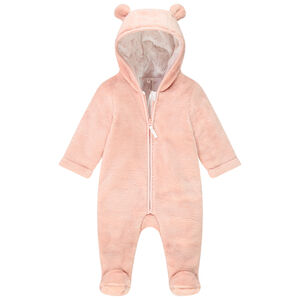 Combi-pilote en sherpa rose pour bébé fille 