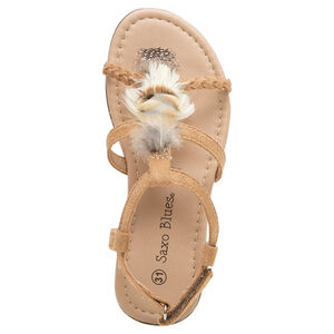 Sandales effet cuir suédé avec plume et bride tressée pour fille 