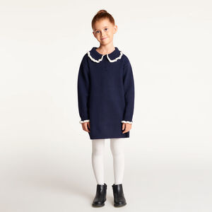 Robe en tricot manches longues col claudine fille 