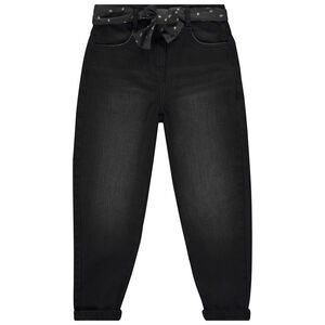 Jean en denim coupe mom fit avec ceinture foulard fantaisie pour fille  