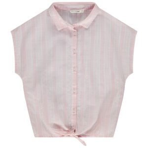Chemise manches courtes rayée à nouer pour fille 
