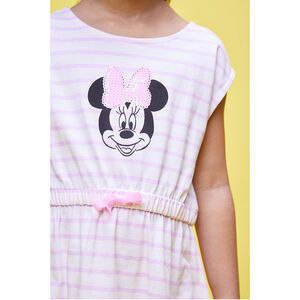 Robe manches courte à rayures avec print Minnie Disney pour fille 