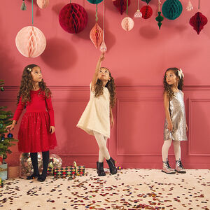 Robe de fête manches courtes à franges pour fille 