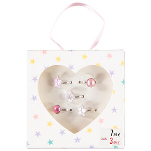 Lot de 5 bagues fantaisie coquillages fille 