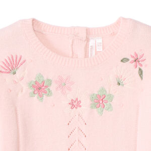Pull ajouré avec fleurs brodées pour bébé fille 