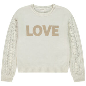 Pull en tricot avec manches ajourés et motif fantaisie pour fille 