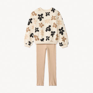 Ensemble 2 pièces avec sweat imprimé fleurs pour fille 