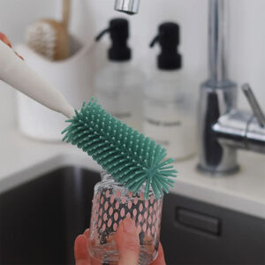 Goupillon 2 en 1 à poils souples vert sauge 