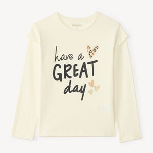 T-shirt manches longues fille print message et cœurs 