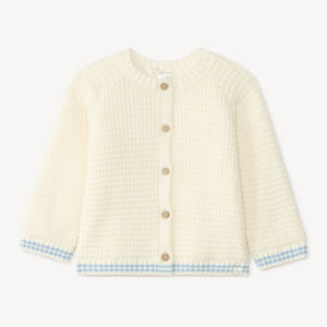 Gilet bébé garçon en tricot fantaisie nid d’abeille 