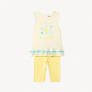 Ensemble 2 pièces tunique + legging court print coquillages pour bébé fille 