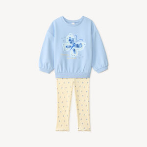 Ensemble sweat + legging print papillons avec sequins pour bébé fille 