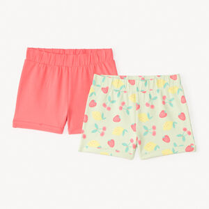 Lot de 2 shorts en jersey uni + imprimé fantaisie pour fille 