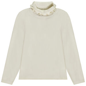 Sous-pull côtelé à col roulé effet ondulé pour fille 