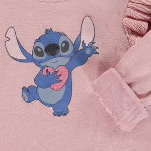 Pull uni et doublé en velours avec Stitch Disney pour bébé fille 