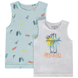 Lot de 2 débardeurs fantaisie en jersey slub pour bébé garçon 
