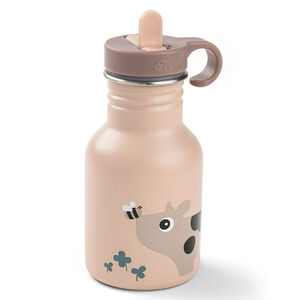 Gourde inox avec paille Tiny Farm Rose 350ML 