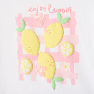 T-shirt manches courtes print 3D citron pour fille 