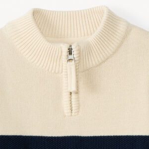 Pull manches longues à col camionneur à zip et rayures pour garçon  