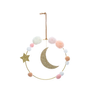 Décoration murale Lune et Pompons  