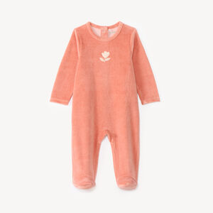 Dors-bien en velours bébé fille broderie fantaisie 