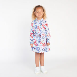 Robe manches longues rayée et imprimée fleurs pour fille 