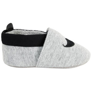 Chaussons souples broderie moustache pour bébé garçon 