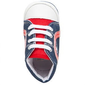 Baskets souples en toile effet jeans avec empiècements contrastés 