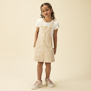 Robe salopette en jean à boutons décoratifs pour fille 