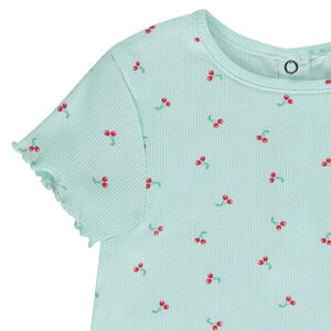 T-shirt manches courtes effet côtelé fantaisie pour bébé fille 