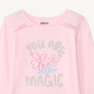 T-shirt manches longues à print pailleté fille 