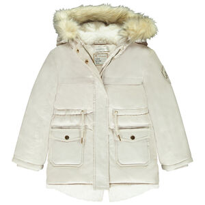 Parka déperlante à capuche effet fourrure pour fille 