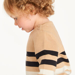 Pull en tricot rayé effet bi-matière enfant 