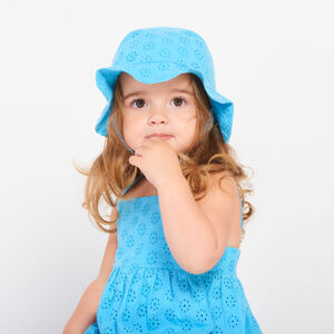Ensemble robe + charlotte en broderie anglaise unie pour bébé fille 